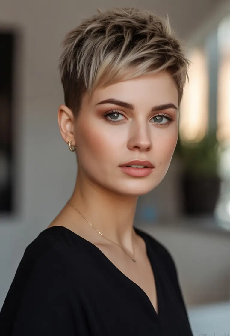 Trendy Pixie Haircuts to Try This Fall 2025 Choppy Texture with Sandy Blonde Pop