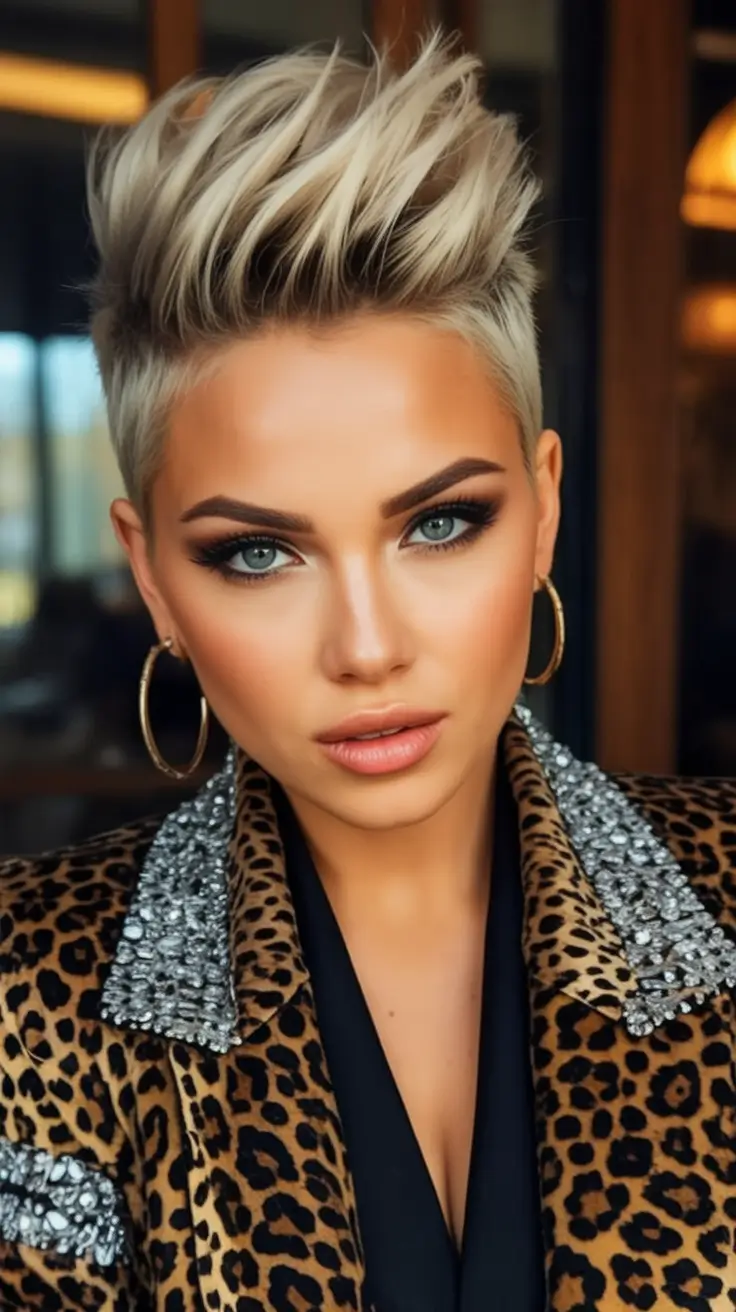 Trendy Pixie Haircuts to Try This Fall 2025 Voluminous and Bold in Leopard Gold