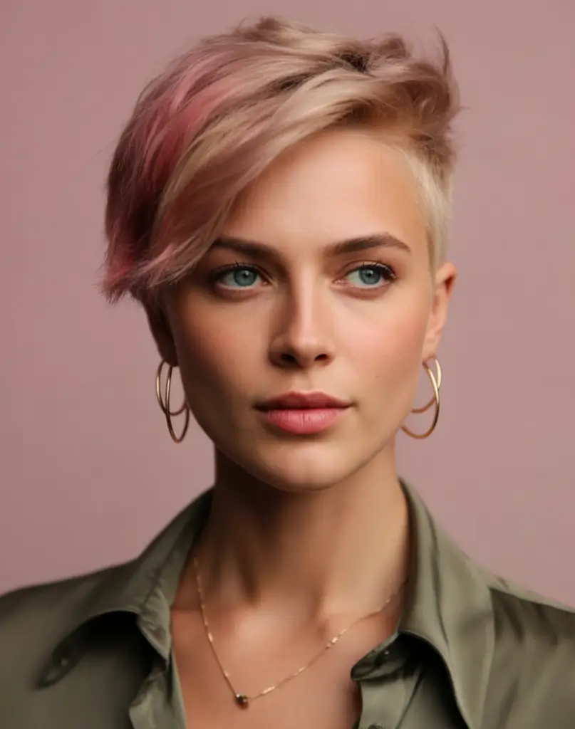 Trendy Pixie Haircuts to Try This Fall 2025 Dusty Rose Side-Swept Pixie