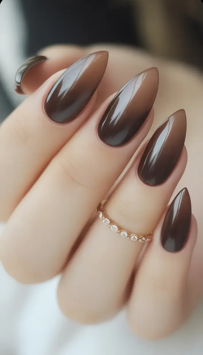 trendy shades of fall nail colors 2025 espresso fade for moody minimalists
