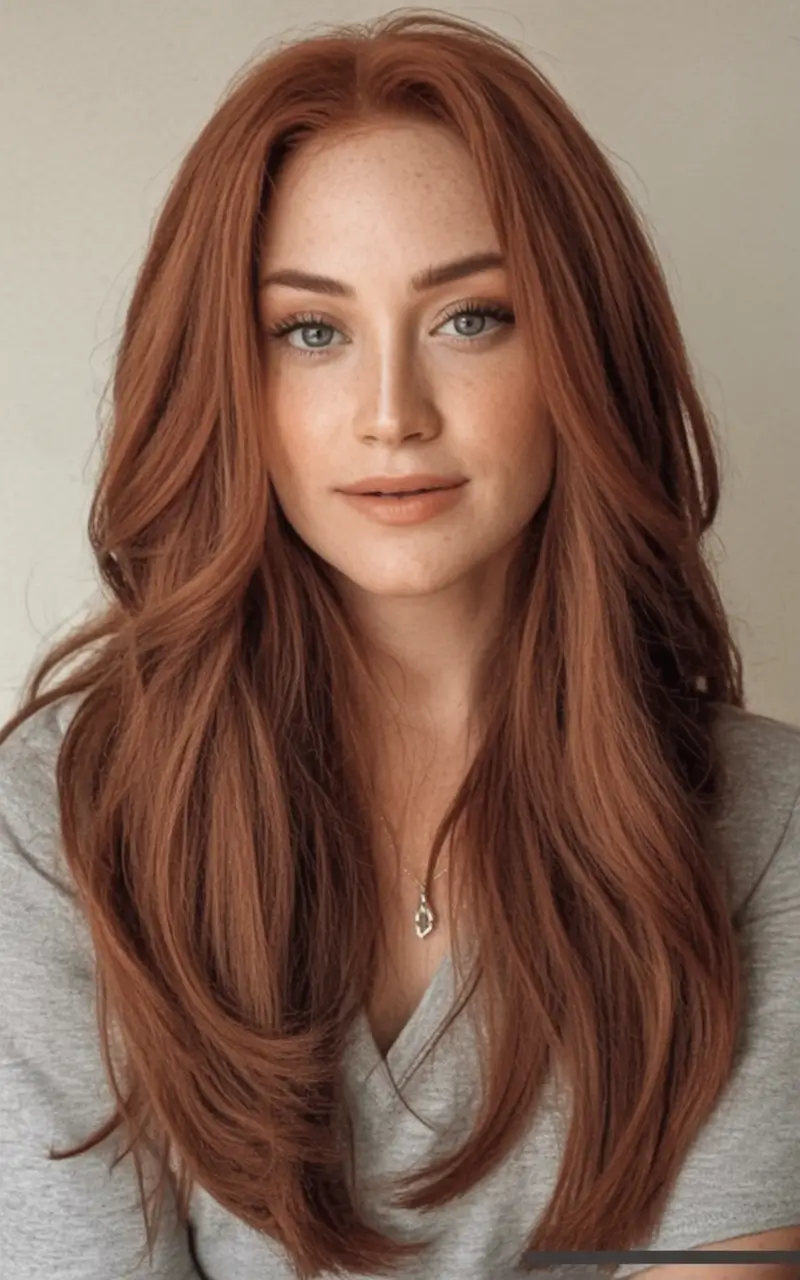 Warm Hair Colors to Try This Fall 2025 Warm Chestnut Copper with Barely-There Layers