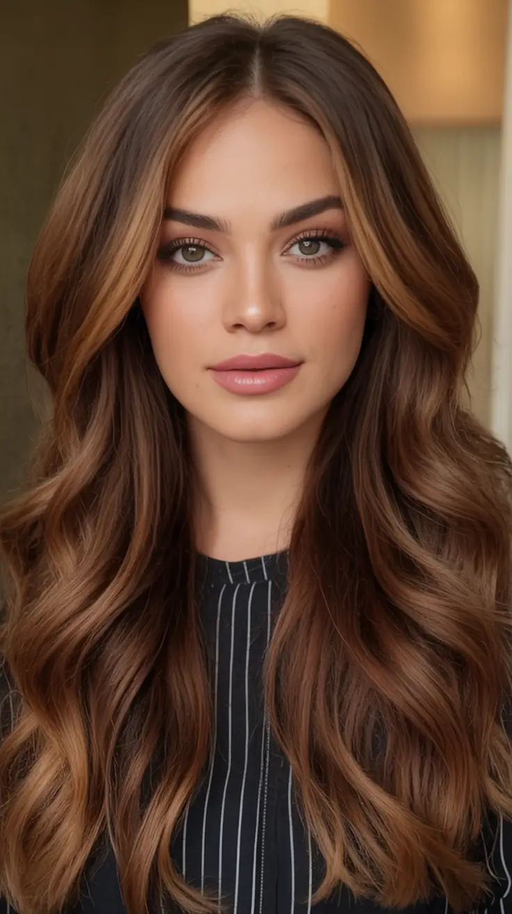 Warm Hair Colors to Try This Fall 2025 Buttery Brunette with Seamless Flow