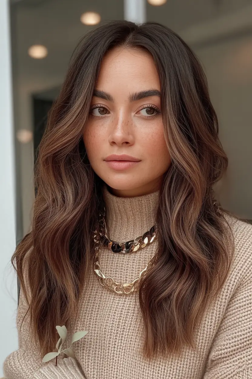 Warm Hair Colors to Try This Fall 2025 Neutral Balayage With Warm Sandy Ends