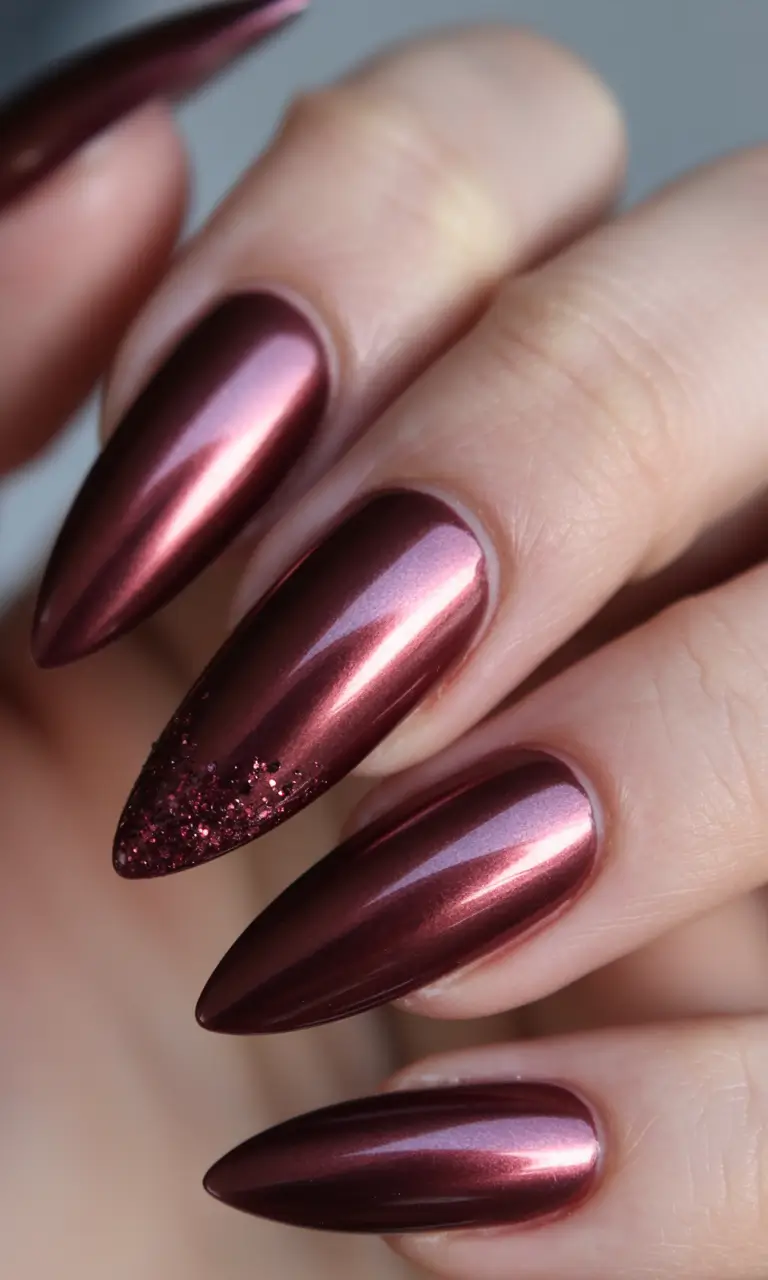 2025 Dark Fall Nails Velvety Burgundy Elegance