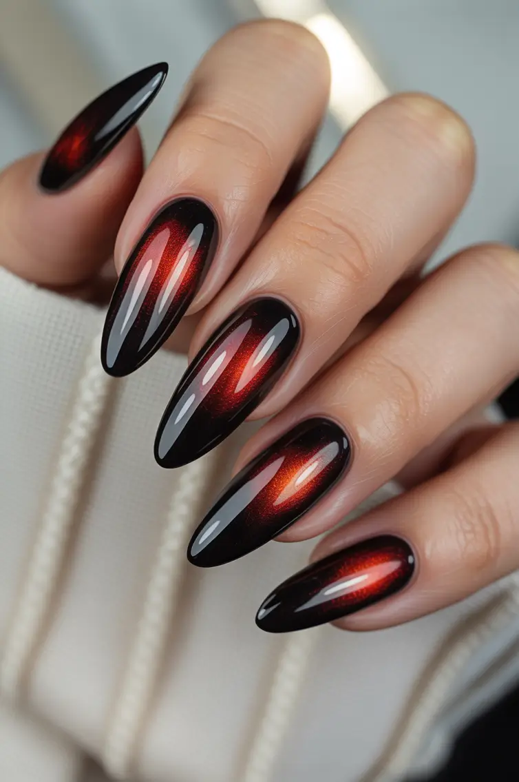 2025 Dark Fall Nails Magnetic Ember Glow