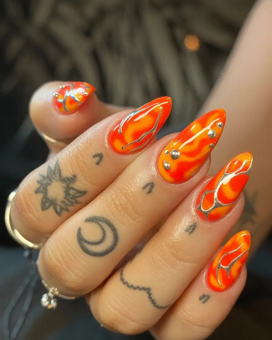 2025 Fall Acrylic Nails Ideas for Short and Long Lengths Pastel Fish Art for Playful Fall Days