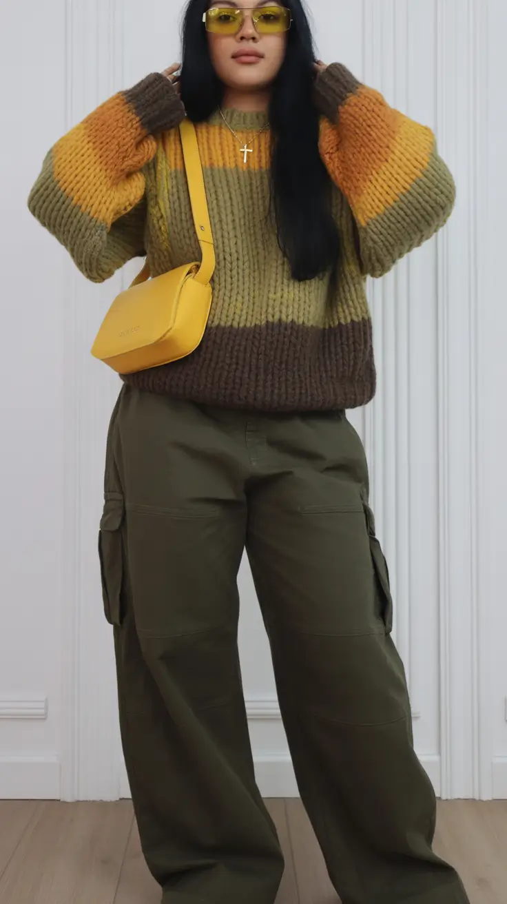 2025 Fall-Winter Fashion Cold Weather Outfits Ideas Retro Shades and Bold Knit Layers
