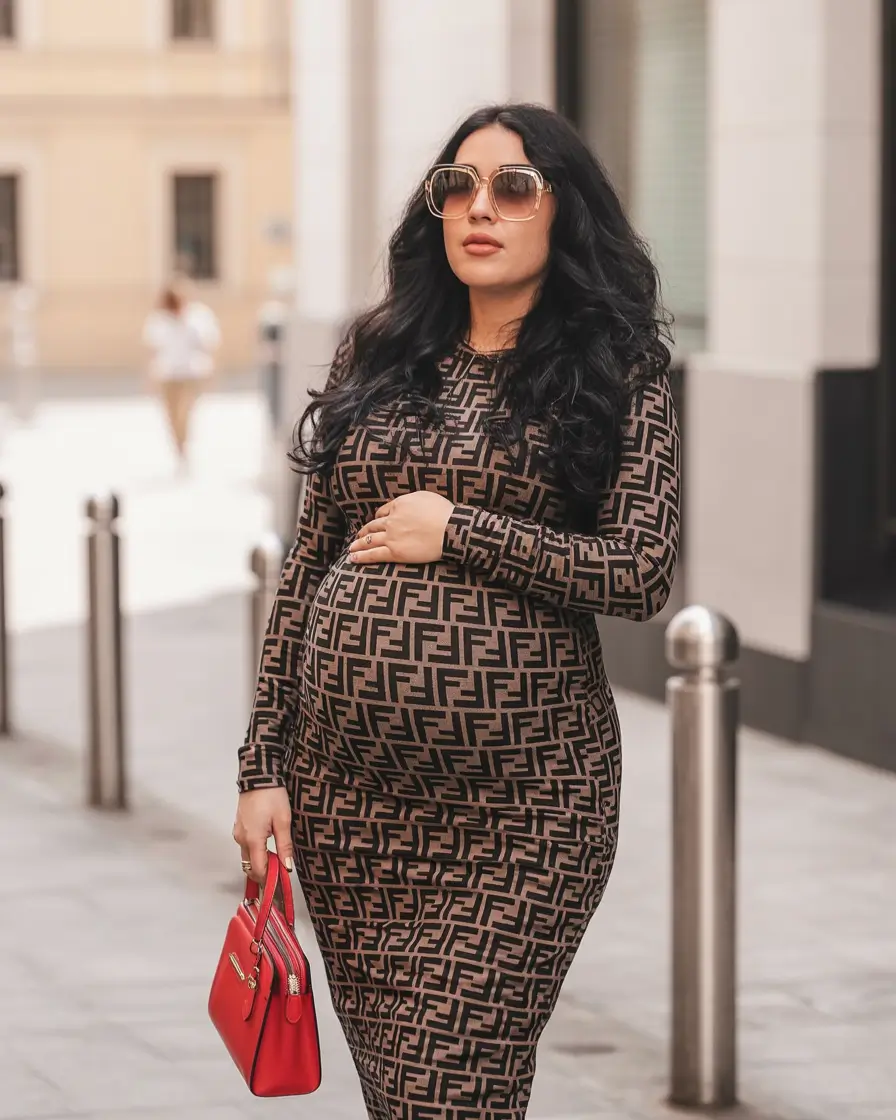 2025 Fall-Winter Fashion Cold Weather Outfits Ideas Logo Dress with Maternity Elegance