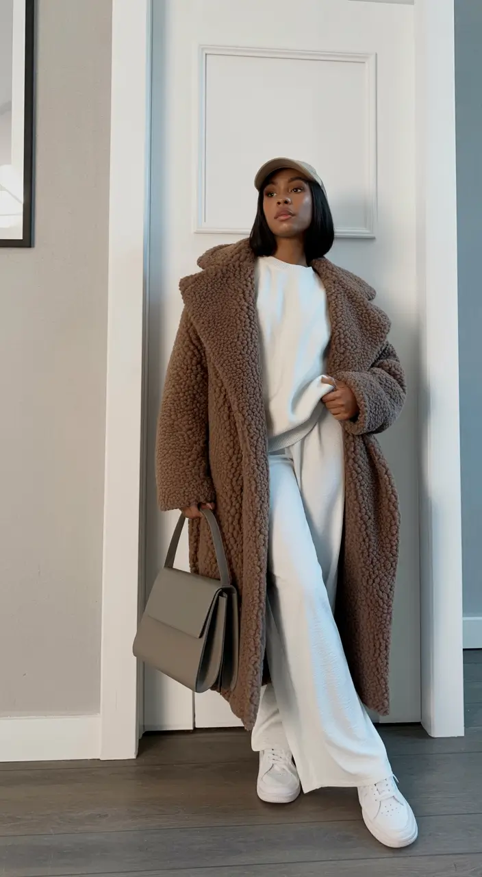 2025 Fall-Winter Fashion Cold Weather Outfits Ideas Teddy Coat and Monochrome Ease