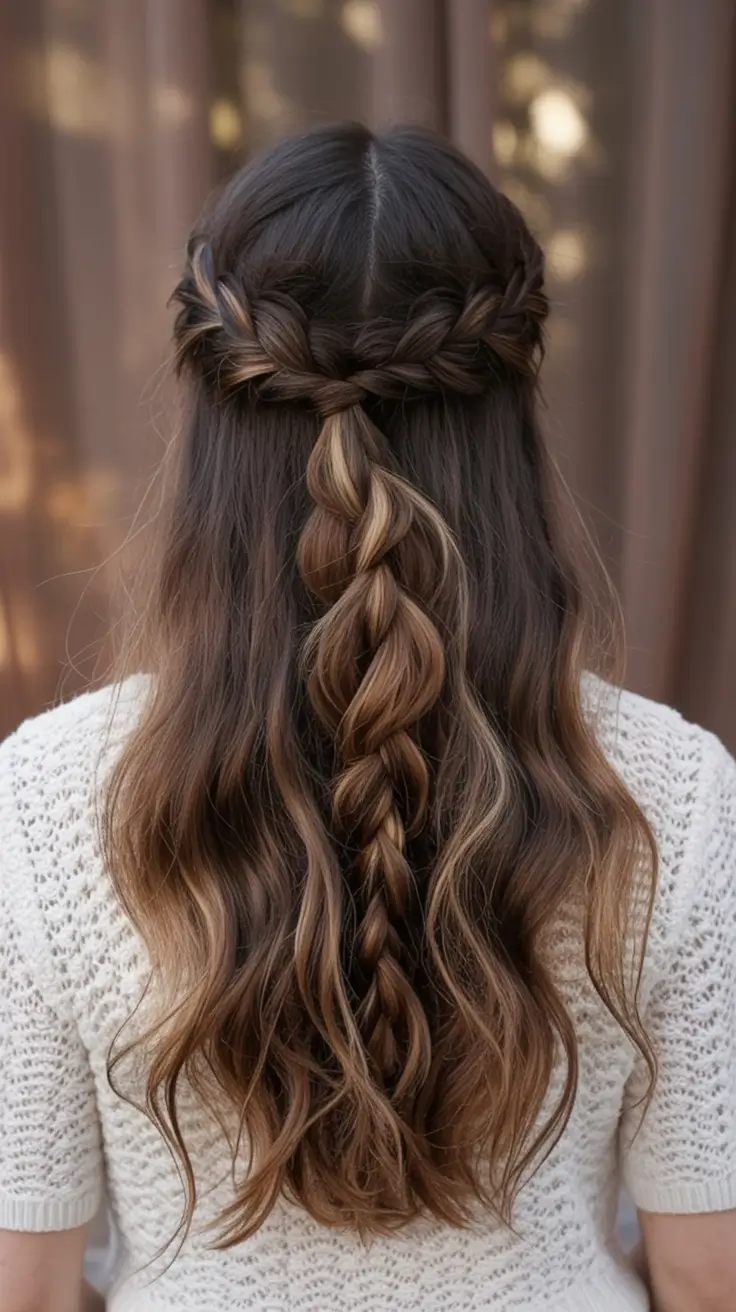 Cute hairstyles for Fall 2025 Cascading Half-Up Braid