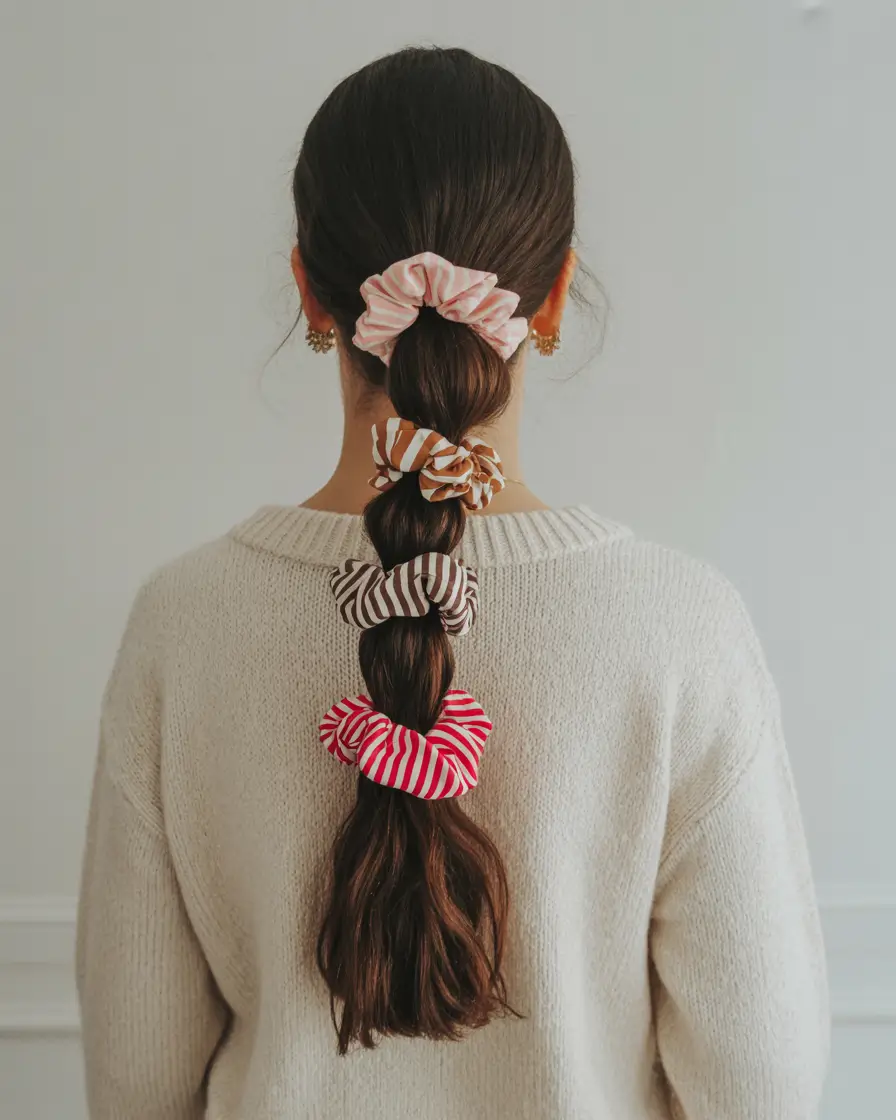 Cute hairstyles for Fall 2025 Scrunchie Stacked Ponytail