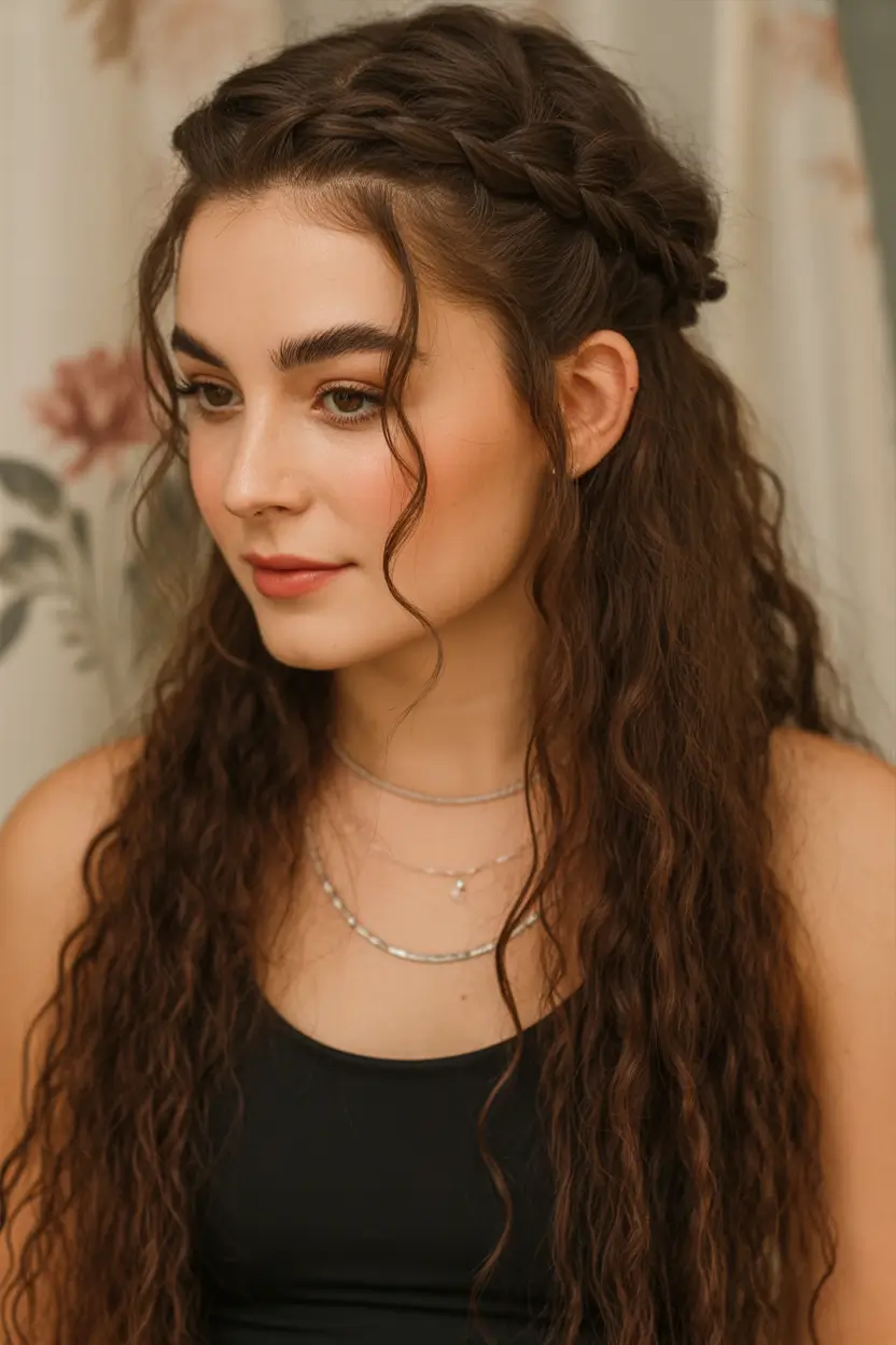 Cute hairstyles for Fall 2025 Half-Up Braided Waves