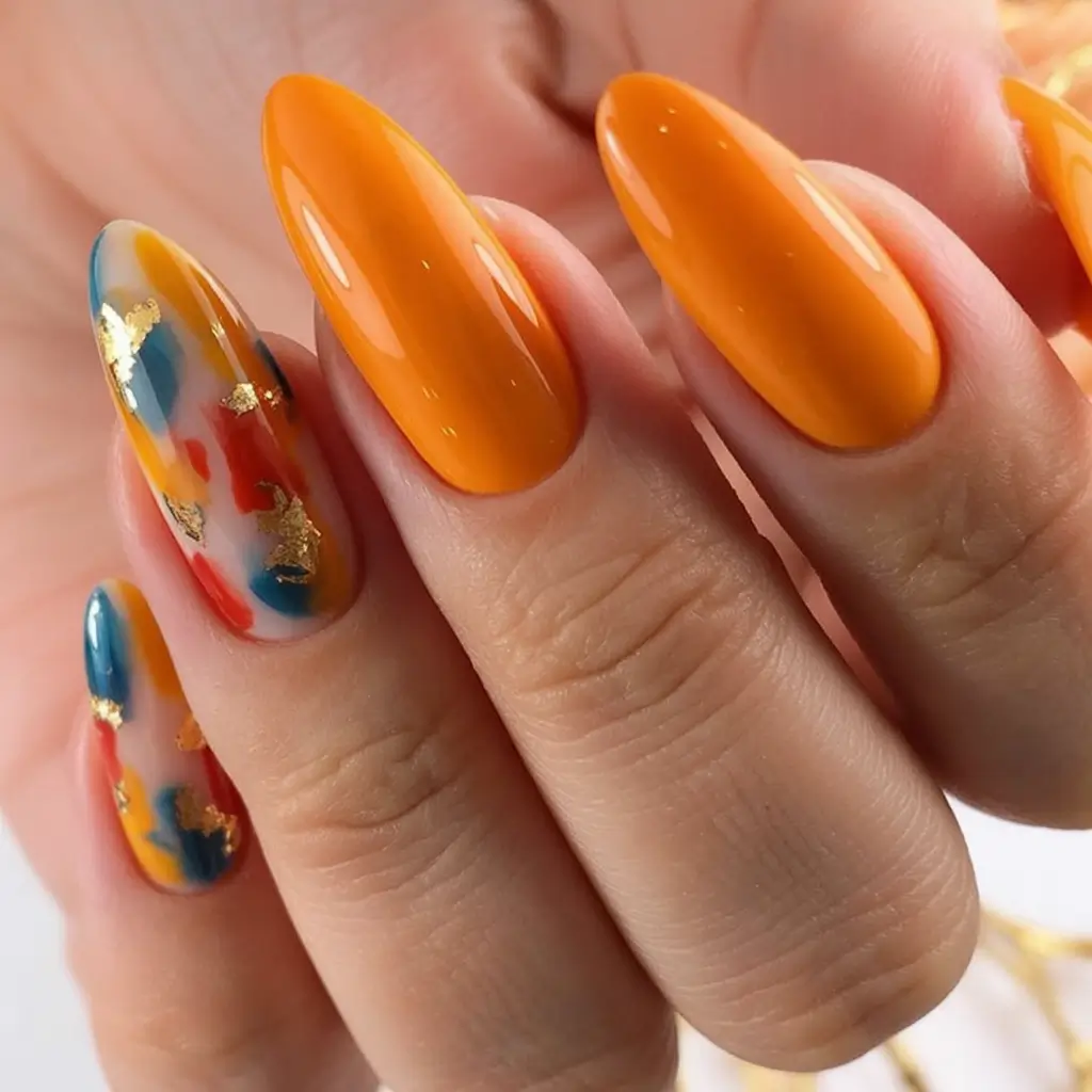 Early Fall Nail Ideas 2025 Golden Mustard and Painterly Strokes