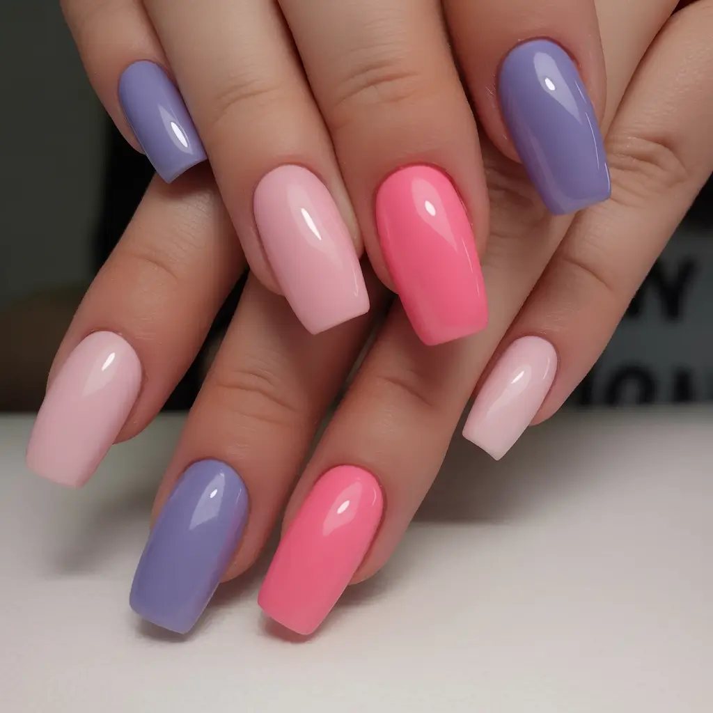 Early Fall Nail Ideas 2025 Pastel Color Dip with Barbiecore Energy
