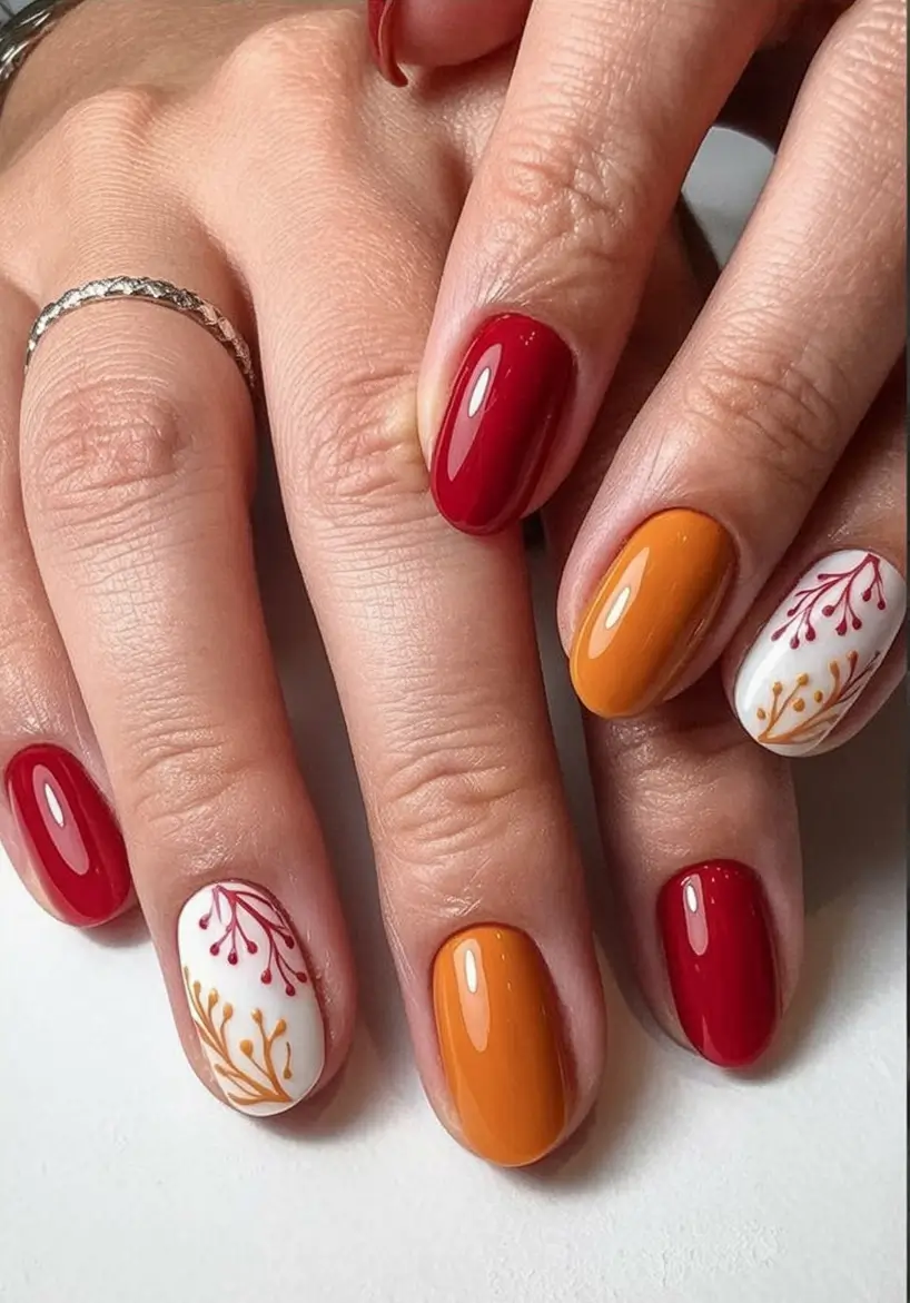 Early Fall Nail Ideas 2025 Crisp Leaves and Classic Reds