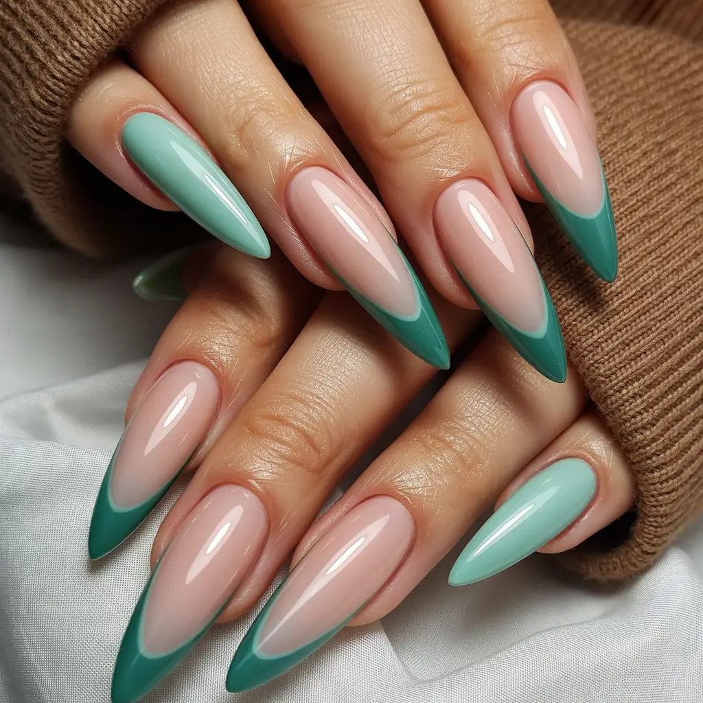 Early Fall Nail Ideas 2025 Seafoam Double French Twist