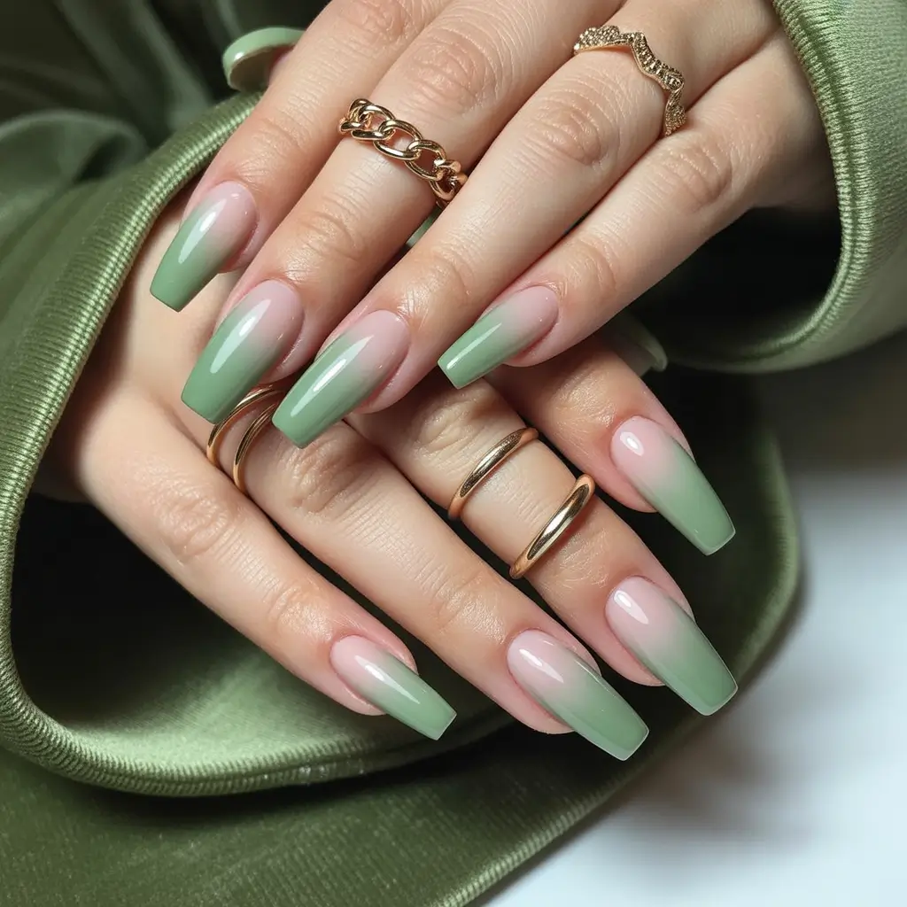 Elegant Neutral Fall Nails 2025 Sage Green Serenity