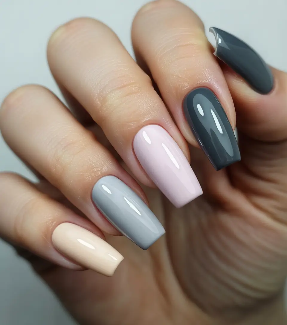 Elegant Neutral Fall Nails 2025 Gray-Pink Balance