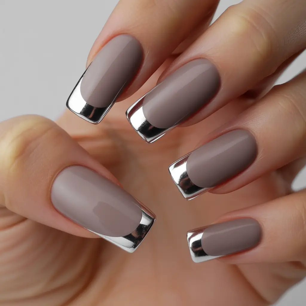 Elegant Neutral Fall Nails 2025 Chrome Tipped Taupe