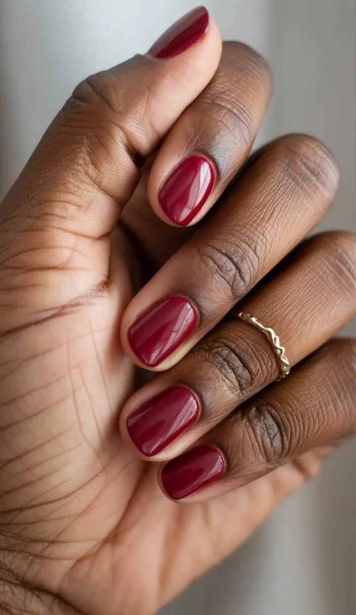 Fall 2025 Nail Colors for Dark Skin Classic Crimson Confidence