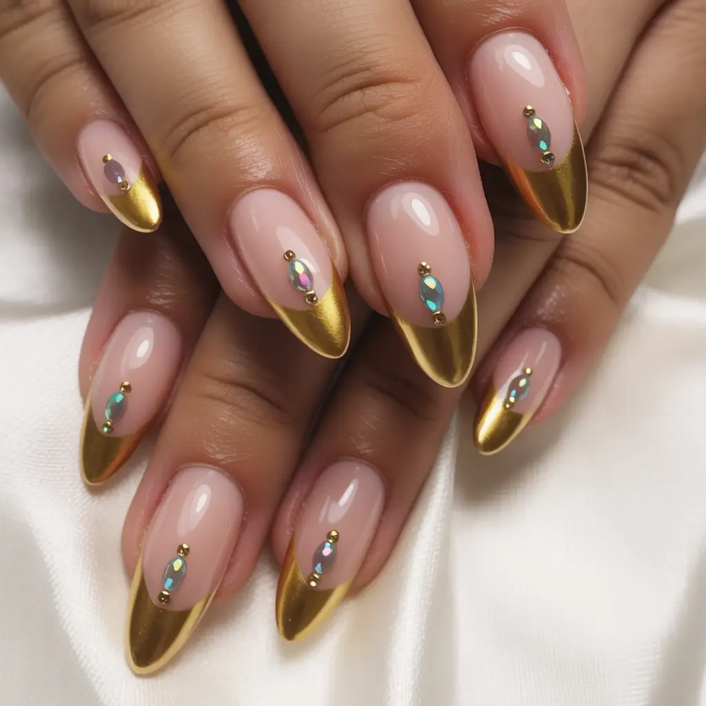 Fall 2025 Nail Colors for Dark Skin Golden Edge Elegance