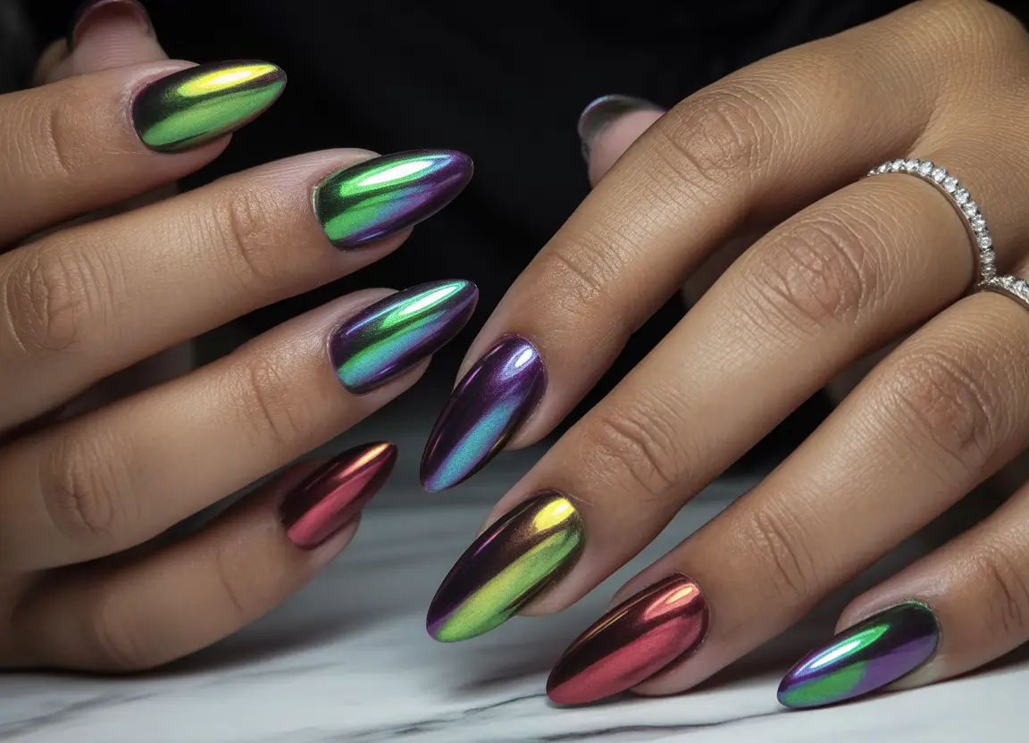 Fall 2025 Nail Colors for Dark Skin Chromatic Fantasy