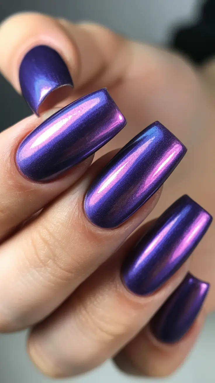 Fall Chrome Nail Designs 2025 Plum-to-Purple Chrome