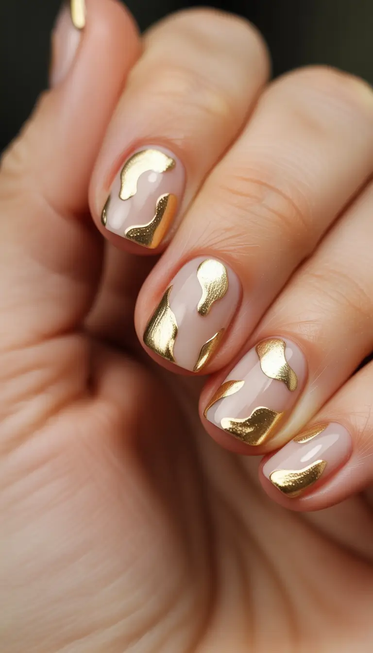 Fall Chrome Nail Designs 2025 Gold Accented Minimalism