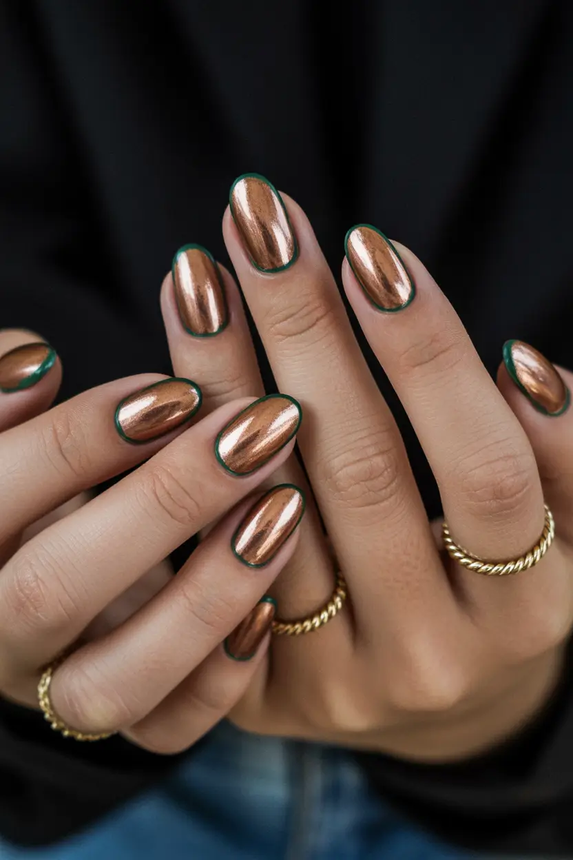 Fall Chrome Nail Designs 2025 Bronze Chrome Perfection