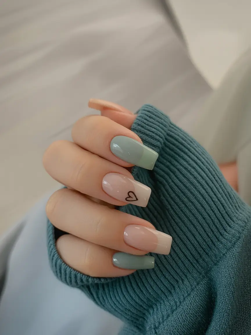 fall coffin nail ideas 2025 Muted Pastels with Minimal Charm