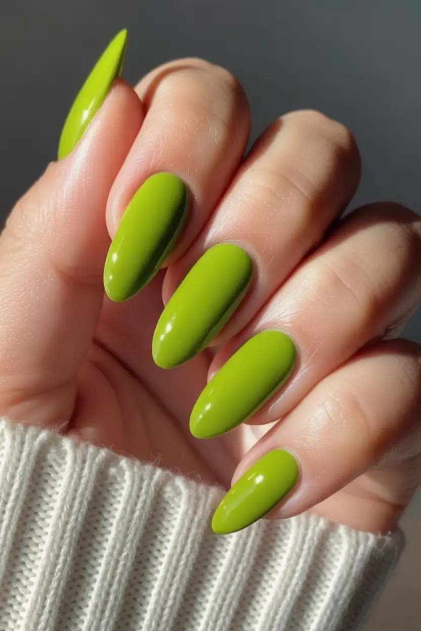 fall green nails 2025 Bold Chartreuse Confidence