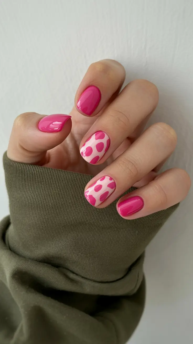Fall Nail Colors for Medium Skin 2025 – Top Picks Hot Pink Short Square Pop