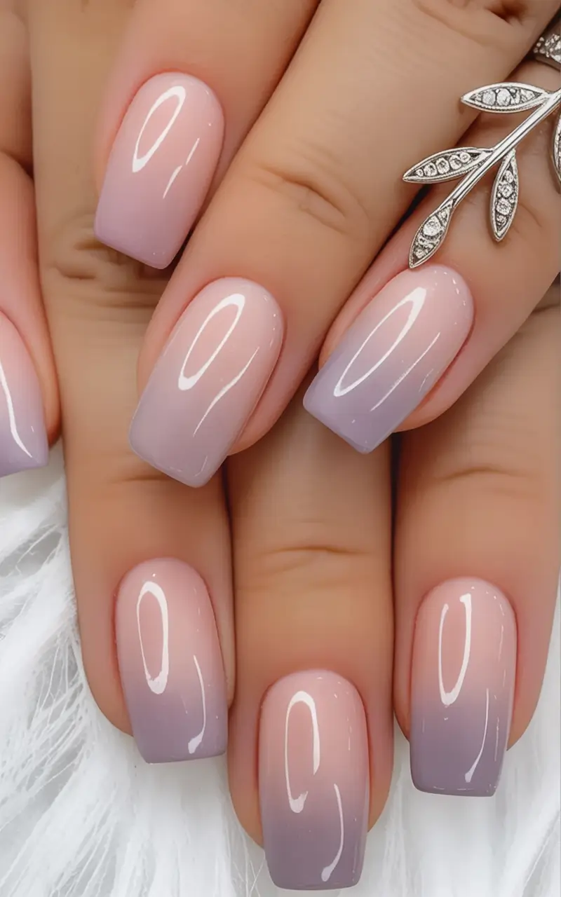 Fall Nail Colors for Medium Skin 2025 – Top Picks Soft Lavender-Pink Ombre