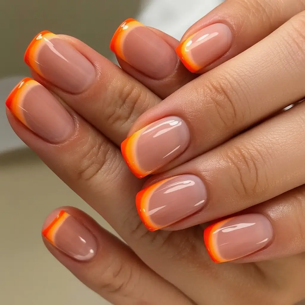 Fall nail designs 2025 Sunset Ombre French