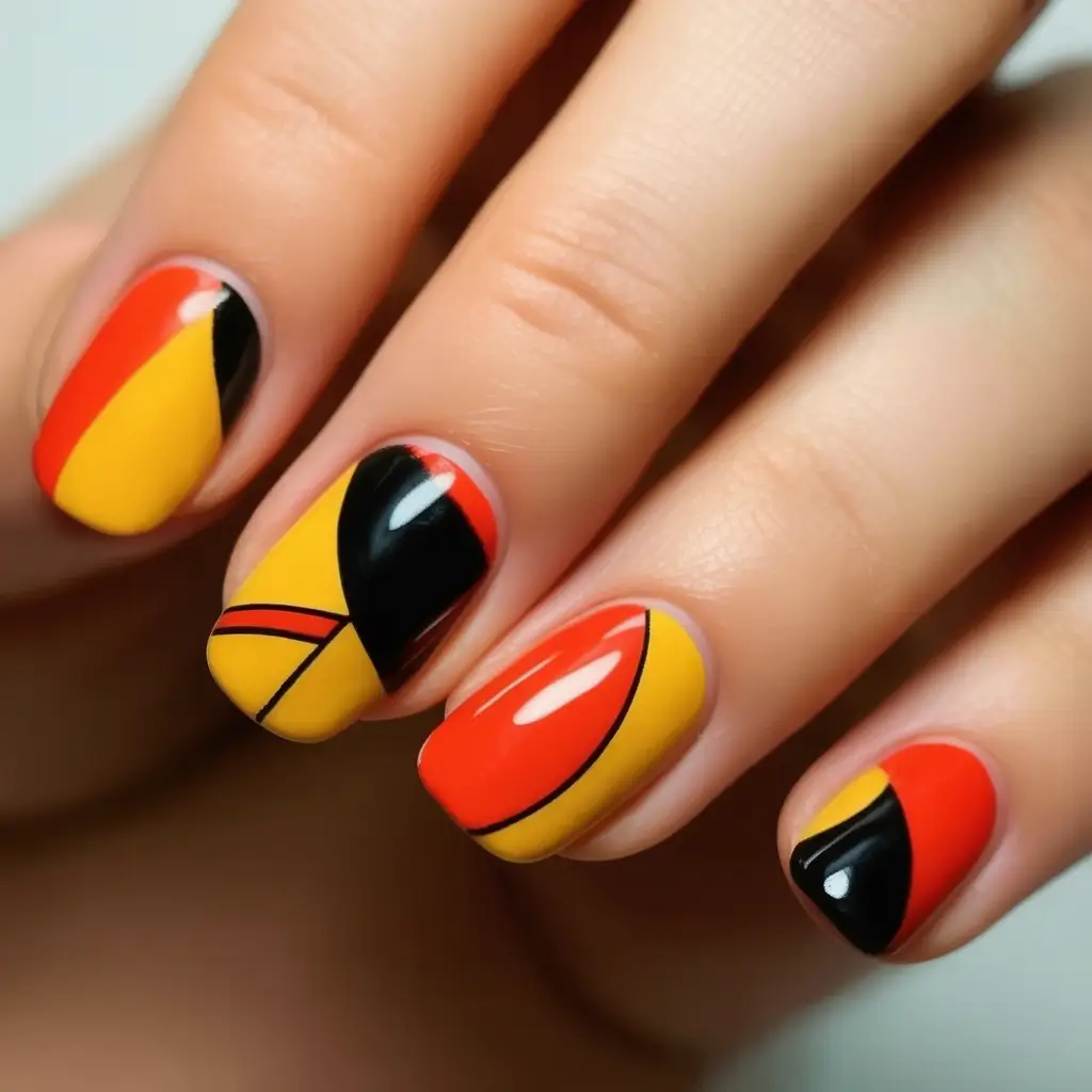 Fall nail designs 2025 Bold Geometric Primary Tones