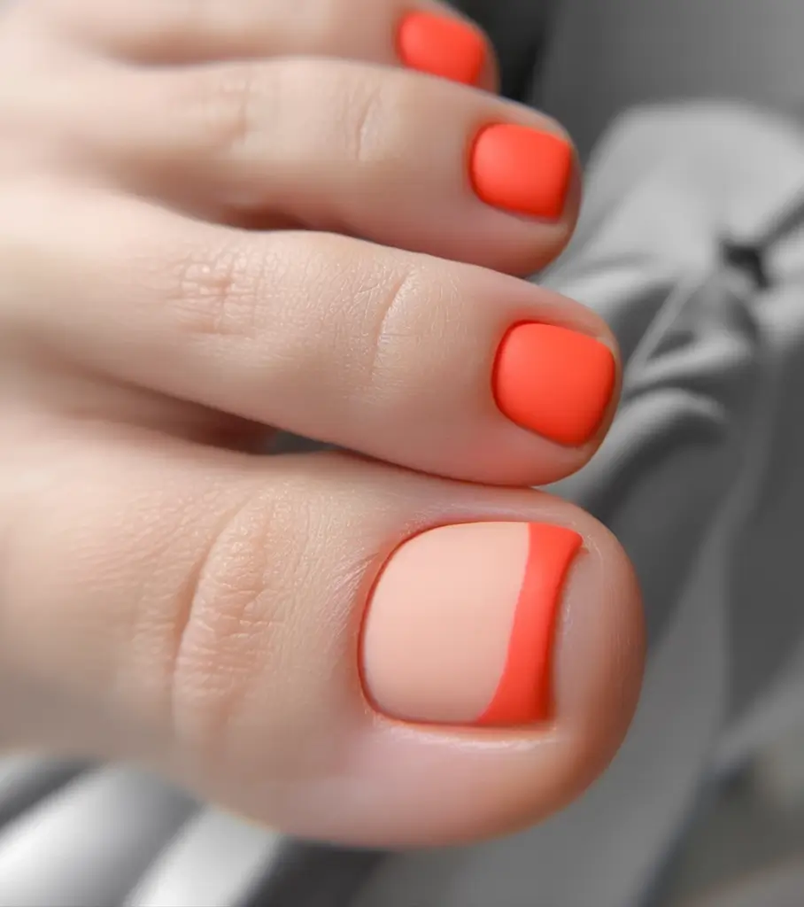 fall pedicure colors 2025 Vibrant Coral Minimalism