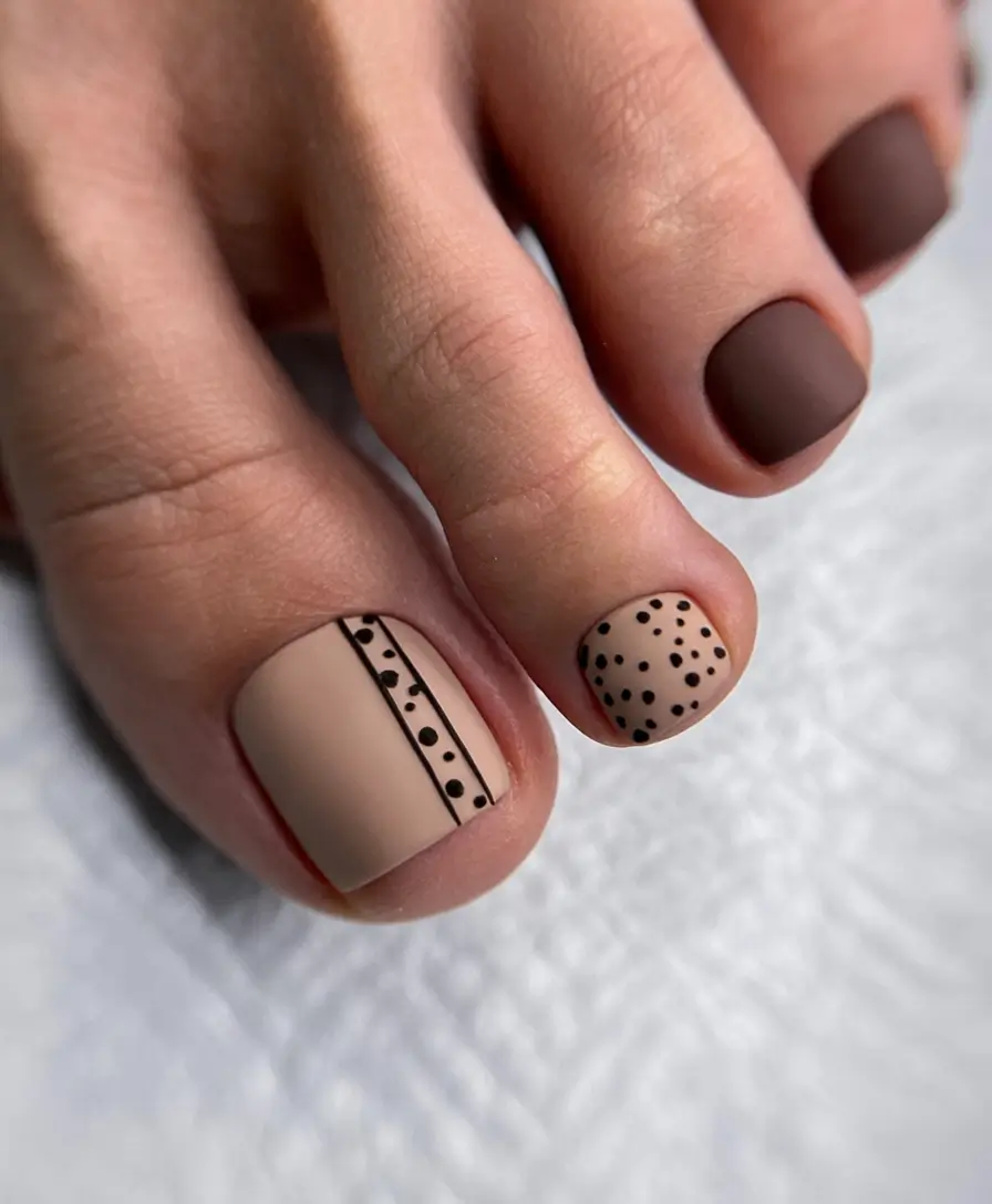 fall pedicure colors 2025 Matte Mocha Minimalism