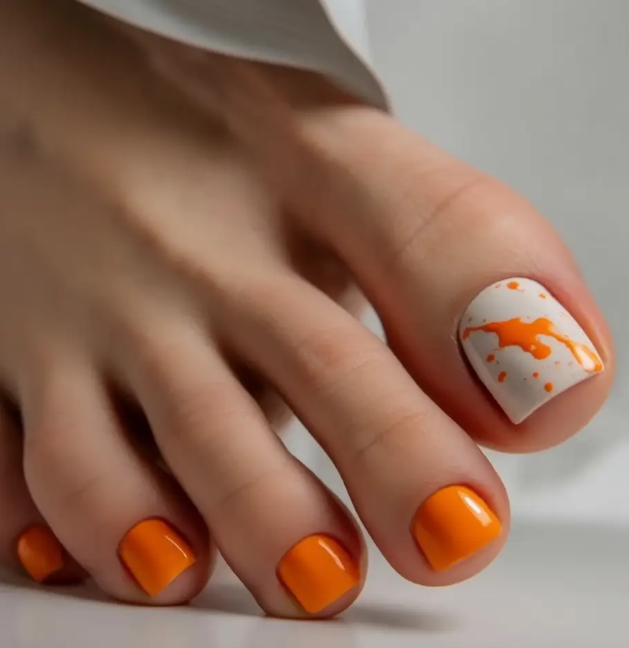 fall pedicure colors 2025 Orange Splash Energy