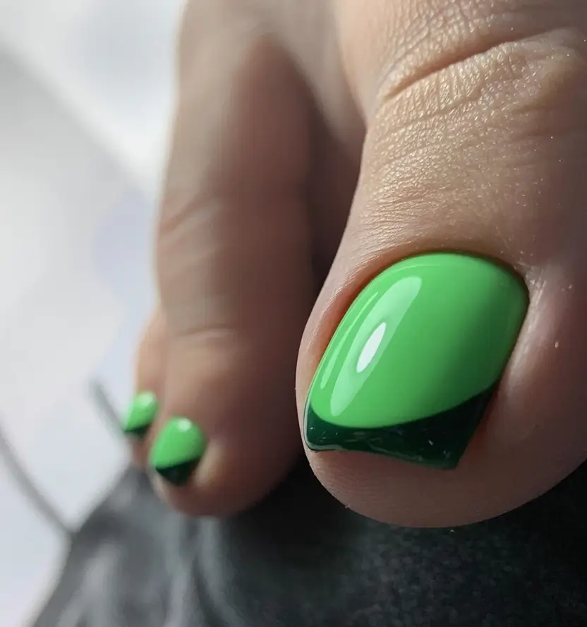 fall pedicure colors 2025 Two-Tone Emerald French