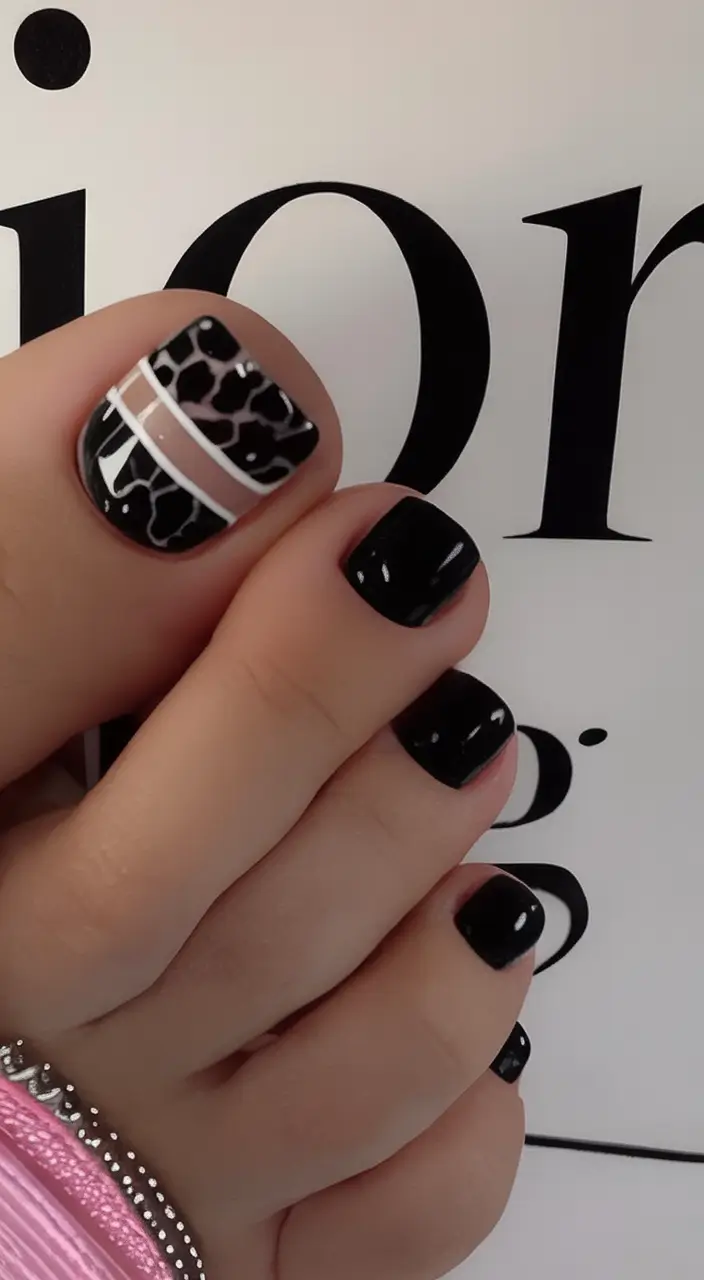 Fall Toe Nail designs Ideas 2025 Abstract Chic in Ebony Marble