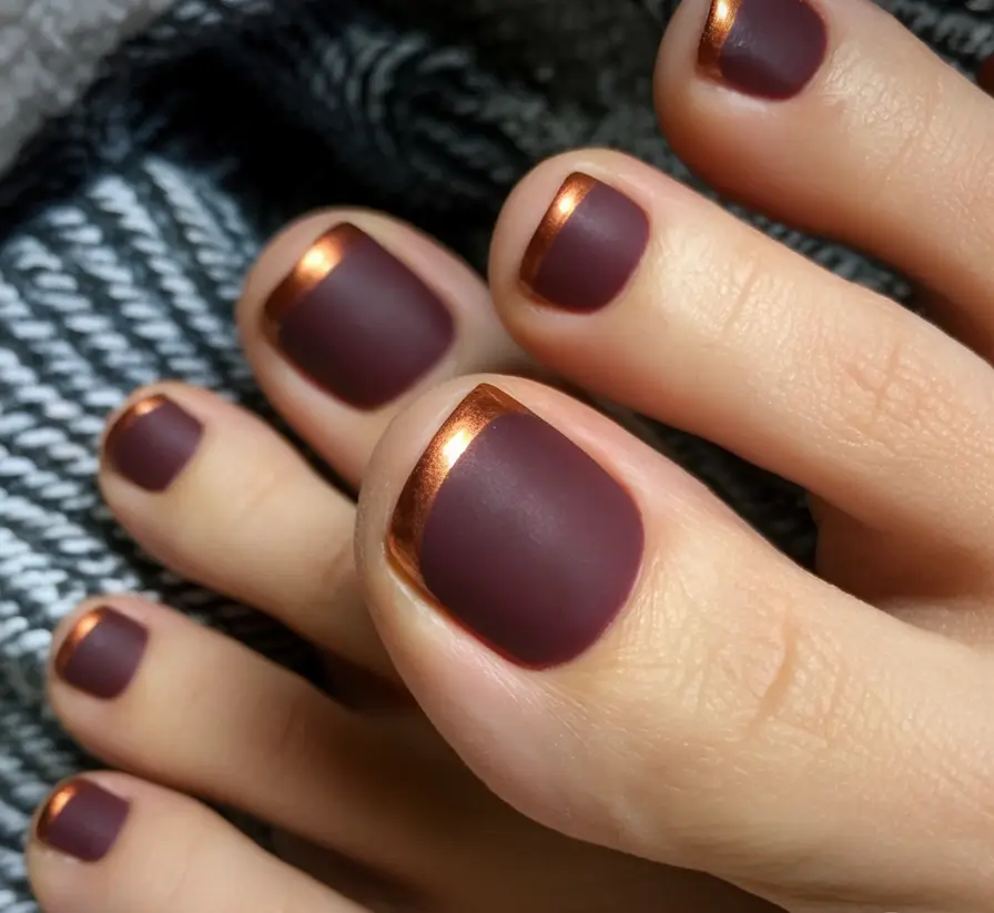 Fall Toe Nail designs Ideas 2025 Velvety Copper Matte Chic