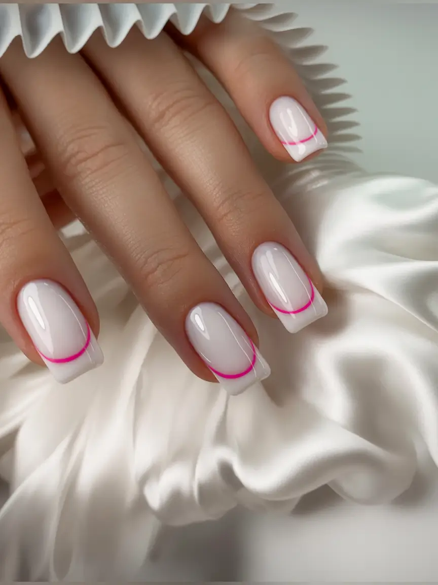 fall wedding nails 2025 Milky White with Chrome Heart