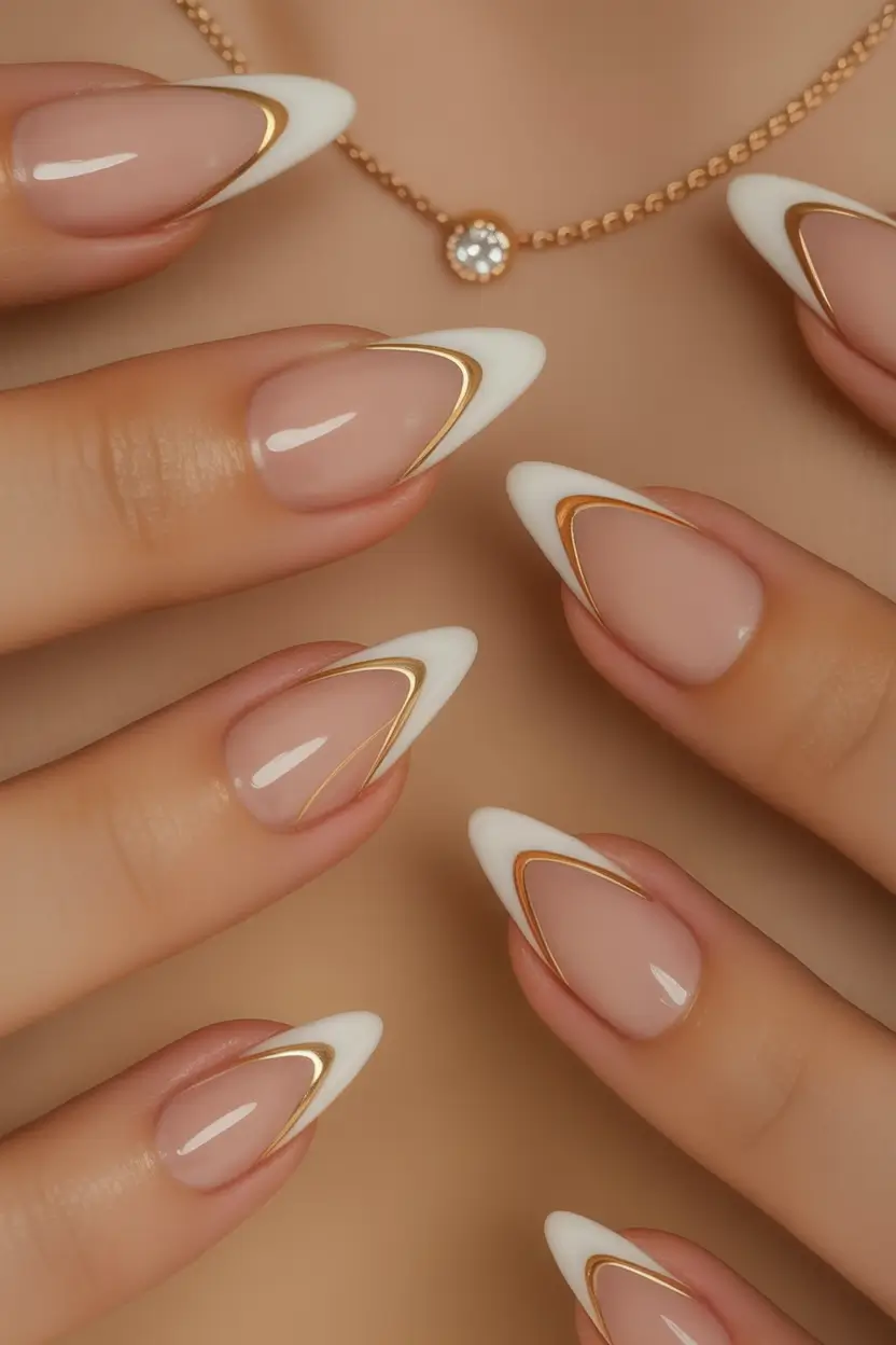 fall wedding nails 2025 Silver Dot Framed French