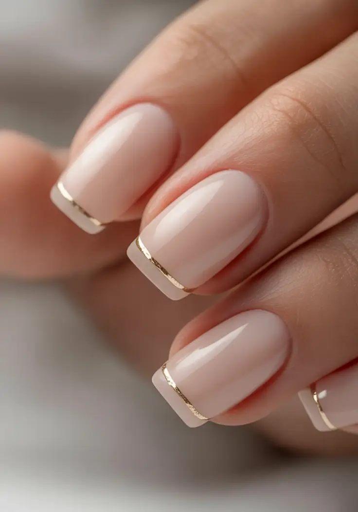 fall wedding nails 2025 Gold Foil French for a Luxe Touch