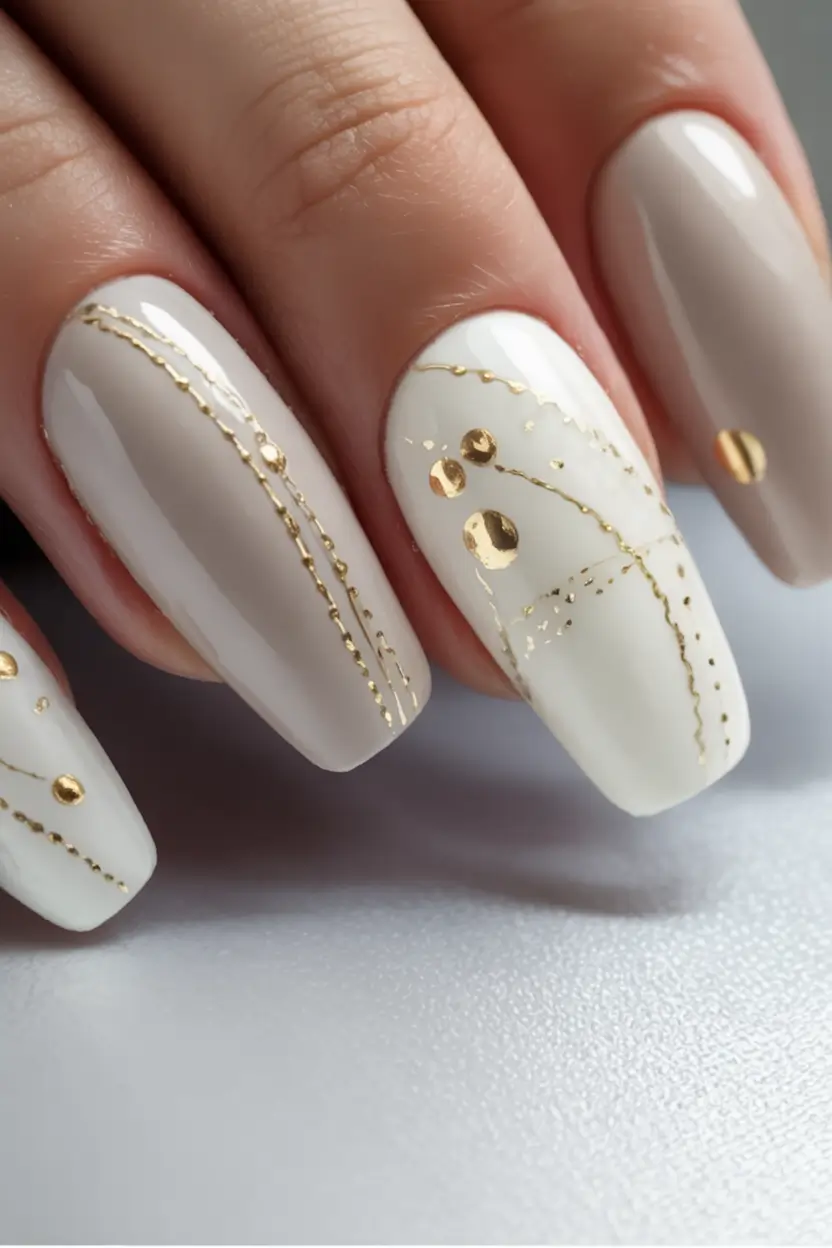 fall wedding nails 2025 Champagne Circuit Lines