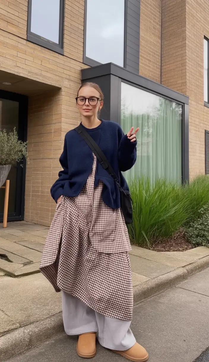 How to Layer Clothes for Fall – 2025 outfits Inspo Checkerboard Cottagecore Meets Urban Layering