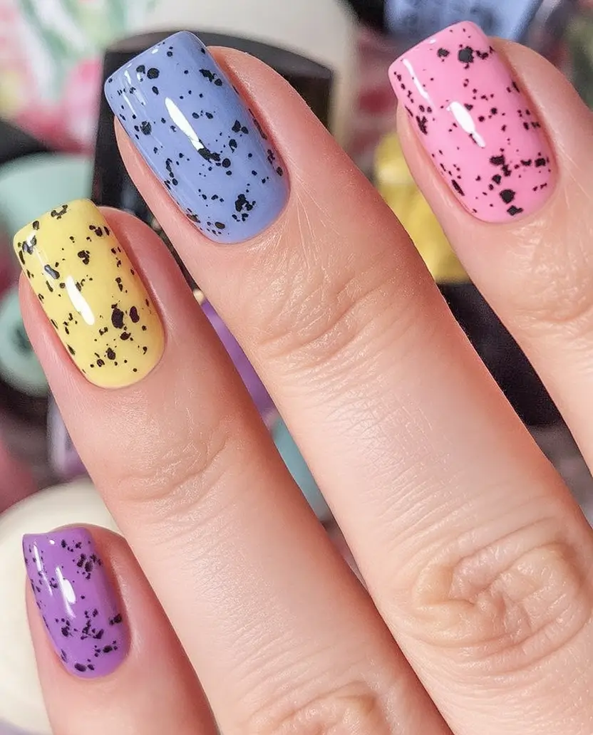 Modern Fall Manicure Ideas 2025 Speckled Candy Pastels