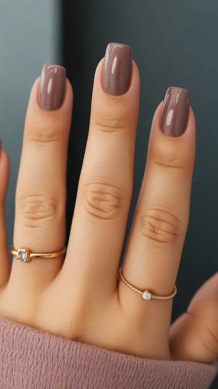 Modern Fall Manicure Ideas 2025 Glossy Taupe Simplicity