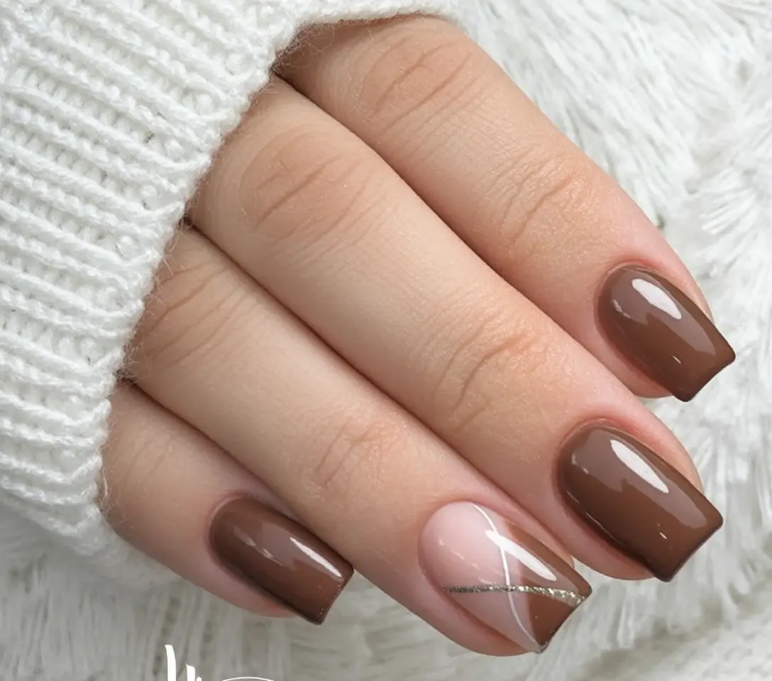 Nail Trends for Fall 2025 Glossy Cocoa with Minimalist Accent
