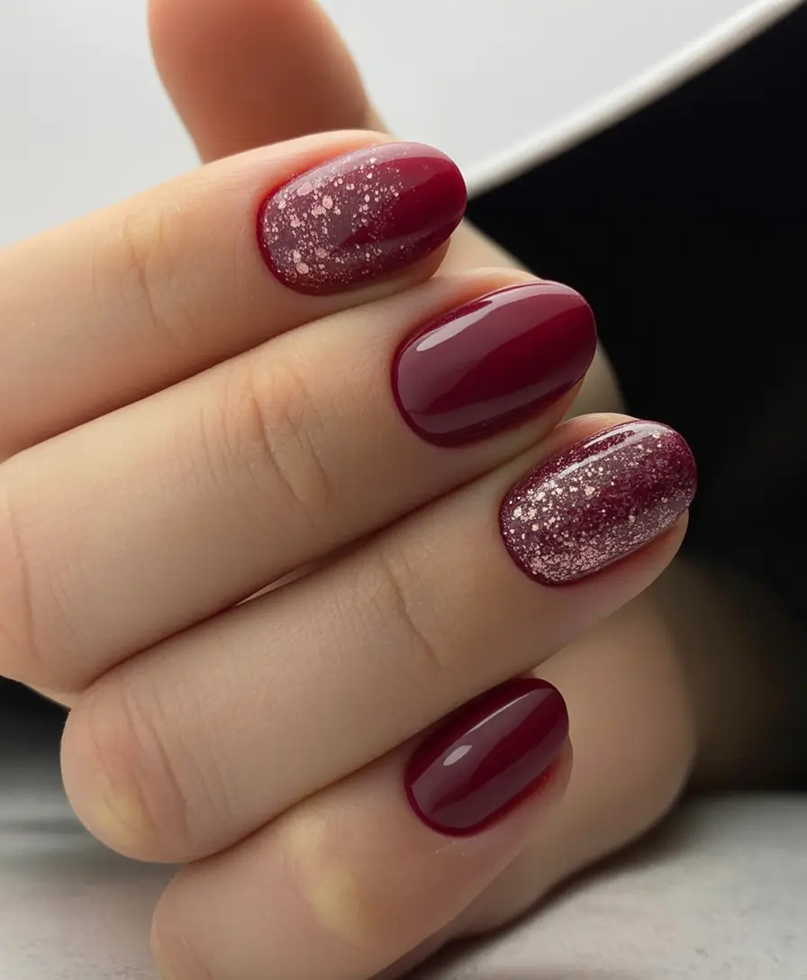 Nail Trends for Fall 2025 Deep Red with Sparkling Tips